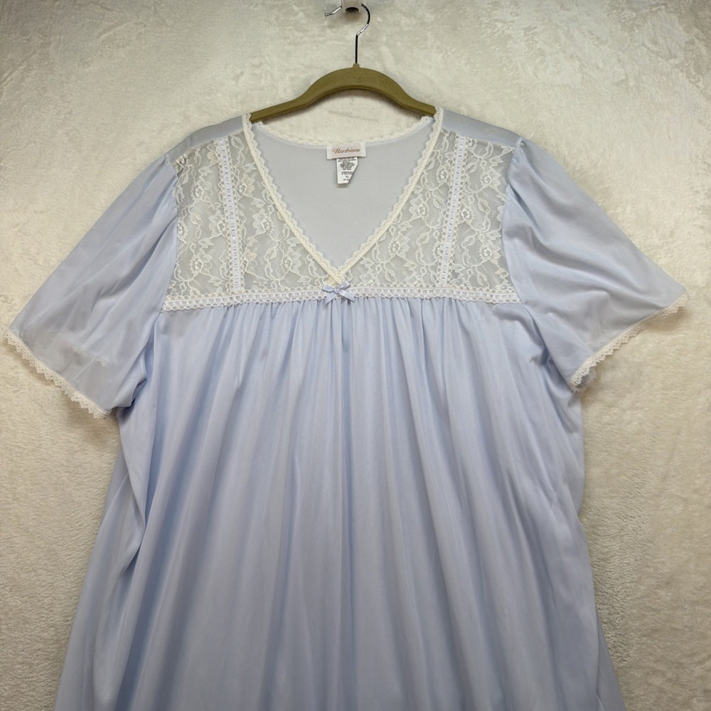 Barbizon Nightgown Womens XL Light Blue Lace Yoke Sleep Gown Full‎ Length